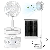 BoloShine Klappbarer Standventilator, Mini Teleskopventilator USB Wiederaufladbarer Ventilator Solar Tischventilator, 3 Geschwindigkeiten Leise Höhenverstellbar Bodenventilator für Camping Büro Zimme