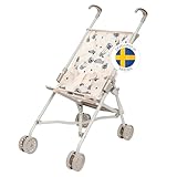 Skrållan Puppenbuggy ab 3 Jahre - 53cm großer Klappbuggy mit Sicherheitsgurt und waschbarem Bezug - Spielzeug Kinderwagen Puppenwagen Buggy - Buggy Puppe bis zu 45cm - Puppen Buggy Spielzeug