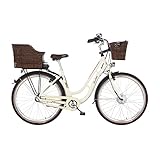 FISCHER E-Bike City, CITA ER1804 Elektrofahrrad für Damen, RH 48 cm, Frontmotor 32 Nm, 36 V Akku, Elfenbein glänzend, 28 Zoll