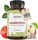 Quercetin hochdosiert (180 Kapslen) mit Vitamin C und Bromelain - Vegan (1x 180 Kapseln (1er Pack))