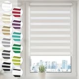 Doppelrollo Klemmfix ohne Bohren 80cm x 130cm Weiß Duo Rollo Klemmrollo Sonnenschutzrollo Fensterrollo für Fenster & Türen Zebrarollo Seitenzugrollo