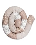 ULLENBOOM ® Baby Kuschelschlange 300x13 cm Sandblume (Made in EU) - Kuschelschnecke in vielen Farben und Größen, Bezug: 100% OEKO TEX Baumwolle, Nackenrolle, Motiv: Sterne