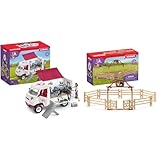 SCHLEICH 42439 Horse Club Mobile Tierärztin mit Hannoveraner Fohlen & 42434 Pferdekoppel mit Eingangstor, für Kinder ab 5-12 Jahren, Horse Club - Zubehör