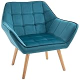 HOMCOM Einzelsessel Ohrensessel Relaxsessel Sessel mit Samt erhöhte Beine samtartiges Polyester skandinavisch Hellblau 67 x 61,5 x 71 cm