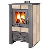 ProTermo Alpina G Beige Kaminofen mit Schamottstein - 8 kW Heizleistung - Kaminofen Holzofen mit Sichtfenster, Bauart 1