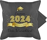 Kissenbezug - Abschluss - Examen bestanden 2024 | Examen Geschenk | Geschenke für Examen | Examen Bestanden Geschenk - 50 x 50 cm - Grau