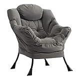 Relaxsessel Sessel Wohnzimmer Wasserdicht Stoff, HollyHOME Lesesessel Ohrensessel Chaise Longue Schlafzimmer Sessel Relax Lounge Sessel mit Armlehnen, Grau