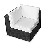 XINRO (1er Polyrattan Lounge Eck Sessel - Gartenmöbel Ecksessel Rattan - durch andere Polyrattan Lounge Gartenmöbel Elemente erweiterbar - In/Outdoor - handgeflochten - schwarz