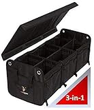 Tuff Viking Kofferraum-Organizer | Auto-LKW-Organizer und Ladungsaufbewahrung für SUV, Auto, Minivan, Jeep-Zubehör mit Spanngurten, 3-in-1 mit Abdeckung und Reißverschlussabdeckung (Geschenkset)