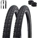 maxxi4you 2 x Schwalbe Energizer Plus Tour Performance GreenGuard Schwarz/Reflex 55-622 (28,0 x 2,15) + 2 x Schwalbe Schläuche AV19 inkl. maxxi4you Reifenheber