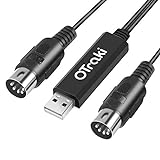 OTraki Midi USB Kabel Interface Konverter, 5 Polig In Out Midi zu USB Adapter Controller für Keyboard Piano Instrument auf Mac Computer PC Windows Laptop Musik Studio (2 m)