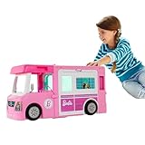 Barbie 3-in-1 Super Abenteuer-Camper mit Zubehör, Pool, umbaubarem Truck, Barbie-Boots, 60 Barbie-Camping-Zubehörteilen, ohne Barbie-Puppe, als Geschenk für Kinder ab 3 Jahren geeignet, GHL93