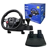 DuLingKer PC Lenkrad mit Pedalen und Schaltung, 270° Gaming Lenkrad für PC/PS4/Switch/PS3/Xbox One/Xbox 360/Android TV, Racing Wheel PC mit Schaltwippen, Vibrationen Feedback