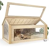 noviclass® Hamsterkäfig Glas Theodore - Hamstervilla aus Lindenholz und Acrylglas - 90cm Länge - Nagarium-Trend Design - Ausreichende Belüftung - Klappbarer Deckel - Tierfreundlich und langlebig