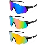 Jostift 3 Paar Sports Sonnenbrille Fahrradbrille Herren Damen UV 400 Schutz Fahrradbrille Sportbrille Radfahrer Sonnenbrille Brille für Herren Damen Radfahren Ski Laufen Sport im Freien