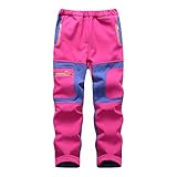 RPixc Kinder Softshellhose Atmungsaktiv Wasserdicht Warme Jungen Mädchen Skihose Wanderhose Winddichte Funktionshose Outdoorhose Trekkinghose 105-165