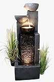 Arnusa Großer Gartenbrunnen mit LED Beleuchtung Springbrunnen Kaskade Wasserspiel Gartendekoration, Schwarz , Grau