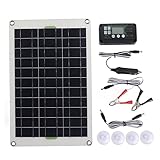 Solarpanel Set 12V, 50W Monokristallines Solarpanel kit mit 12 V Solarmodul + 30A Solarladeregler + Solarkabel Tragbar Solaranlage Komplettset, für Wohnwagen Camping Balkon