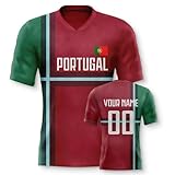 Yolovi Portugal Personalisiertes Fussball Trikot 3D Druck Football Shirt mit Ihrem Namen und Nummer Hip Hop Football Jersey für Herren Damen Kinder, Small-6X-Large