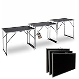 Grafner Aluminium Multifunktionstisch 3-teilig, klappbar und höhenverstellbar, hohe Tragkraft, 100 x 60 cm, stabil und tragbar, Alu Klapptisch Tapeziertisch Flohmarkttisch Campingtisch 3er