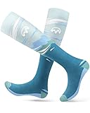 OutdoorMaster 2 Paar Skisocken für Damen, Winter Snowboarding Atmungsaktive Thermische Socken für Outdoor-Sportarten mit Über die Wade Design/Anti-Rutsch-Bündchen