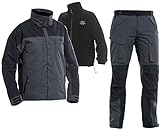 FLADEN Authentic Wear 3in1 Outdoor Thermo Anzug - Grau-Schwarz - Allwetter Angel Jacke & Hose - inkl. herausnehmbarer Fleece Jacke - Winter Anzug (XXL)