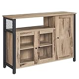 VASAGLE Sideboard, Küchenschrank, Aufbewahrungsschrank, mit 3 Türen, für Wohnzimmer, Küche, Esszimmer, 33 x 110 x 75 cm, Landhausstil, eichenbraun-schwarz LSC096B50