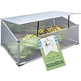 TTL Garden Frühbeet Aufsatz 100x60x40cm Alu & Polycarbonat - Hochbeet Kasten Mini Gewächshaus Frühbeetkasten 100 cm lang 60 cm breit, Wärme & Schutz für Pflanzen im Frühjahr, Deckel einstellbar