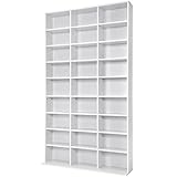 tectake Regal Aufbewahrung, offene Schrank Wand stehend für CDs, DVDs, als Bücherregal, Raumtrenner, Ständer oder Vitrine für Sammlungen und Hobby - weiß