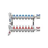 Heizkreisverteiler Edelstahl Fußbodenheizung Entlüfter Durchflussanzeiger, Heizkreise:7 Heizkreise