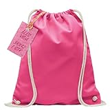 Baumwoll Turnbeutel 1 Stück 38 x 42 cm Sportbeutel - Rucksack Stofftasche Bag, Beutel, Baumwollbeutel, Jutebeutel OEKO-TEX® geprüft Stoffbeutel Damen & Herren, Kinder Gym Sack zum bemalen in Pink