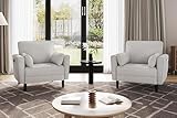 Yaheetech 1 Sitzer Sofa, Loveseat, Kleine Sofa mit 2 Kissen und Armlehnen, Moderne Leinen Couch Sofa, Couch Loungesofa Set, Bequemes Sofa Set für Wohnzimmer, Schlafzimmer, Graubeige