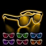 Kimimara LED Brille - LED Leuchtbrille Partybrillen Leuchtende Sonnenbrille - Neon Rave Party Glasses Festival Accessoires für Karneval Halloween (Gelb)