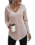 Cuptacc Hoodie Damen Pullover Damen Kapuzenpullover Oversize Weich Langarmshirt Fett Dünn Fit Sweatshirt Oberteile Aprikose L