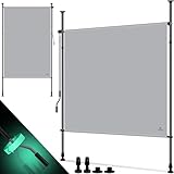 KESSER® Klemmmarkise Senkrechtmarkise außen 200x310cm Ausziehbar & Blickdicht | Vertikalmarkise mit Handkurbel ohne Bohren | Balkon-Sichtschutz & Windschutz für Garten & Terrasse Wasserfest Grau