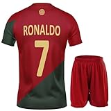 NIHMEX Ronaldo Red Rot #7 Kinder Trikot Fußball Neu Saison, Shorts Jugendgrößen (Rot,128)