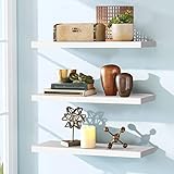 FACOKOLA Wandregal, Regale Weiß Wand, Schweberegal Weiss, Dekorative Display Wall Shelf für Wohnzimmer, Schlafzimmer, Bad, Küche, 15 x 40 x 1,5 cm