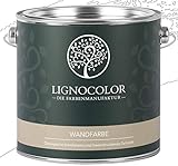 Lignocolor Wandfarbe Innenfarbe Deckenfarbe Kreidefarbe edelmatt 2,5 L (Weiss) 60 Farbtöne