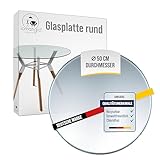 iomangio® Glasplatte Rund Ø 50cm Durchmesser Transparent - Glasscheibe aus gehärtetem ESG Glas 8mm Dick – Tischplatte aus Sicherheitsglas Glas - Ideal als DIY Glastisch Tisch Glas Platte