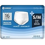 SUNKISS TrustPlus Inkontinenz Pants für Erwachsene, Saugfähige Windelhosen mit Elastischen Bündchen für Männer und Frauen, Diskreter Auslaufschutz bei Blasenschwäche, Größe S/M, 16 Stück