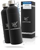 Luckymoose® Flasche für Aarke Carbonator 3, Philips GoZero & Brita sodaOne Wassersprudler - Spülmaschinenfeste 1,25L Edelstahl Flasche ohne Ablaufdatum (2x Schwarz)