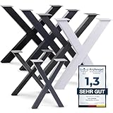 HOLZBRINK Tischbeine Metall Schwarz X-form | Design Tischkufen/Tischgestell für Couchtisch, Esstisch, Schreibtisch, Sitzbank | 1 Stück Möbelfüße 60x72 cm