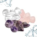 PURAJA Basis Set zur Wasserbelebung | Natürliche Trommelsteine | Premium Mischung für Edelsteinwasser | Grundmischung: Rosenquarz, Amethyst, Bergkristall (150g)