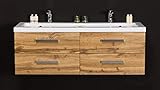 Quentis Badmöbel Genua 120 cm, Doppelwaschtisch mit Unterschrank, Lieferung des Waschbeckenunterschranks montiert.