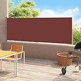 Somanki Seitenmarkise Ausziehbar 220x500 cm Braun, Windschutz Terrasse, Balkon Windschutz, Balkon Sichtschutz, Sichtschutz Zaun, Sichtschutzzaun, Markise Balkon, Sichtschutzwand - 313432