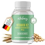 Vitabay Vitamin K2 hochdosiert 200 µg (mcg) - VEGAN 120 Vitamin K2 Tabletten MK7 MK-7 - Vitamin K2 MK7 200µg - Vit K2 Vitamin K 2 Vitamin K2 200µg All-Trans Form K2 Vitamin Vitamin-K2 Mk7 Vitamin K2