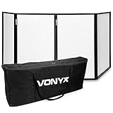 Vonyx DB2 DJ Screen, Verkleidung für DJ Pult inkl. Tasche, zusammenklappbarer und mobiler DJ Stand, 280cm x 120xm, Booth, mit integrierter Leinwand für ein professionelles Bühnenbild, Weiß
