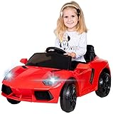 Actionbikes Motors Kinder Elektroauto Super Sport | 2,4 Ghz Fernbedienung - 1 Person Kunstledersitz - MP3 - USB - SD - 2 x 25 Watt Motor (Total 50 Watt) - Soft Start (Rot)