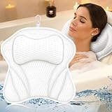 BARAKYEG Badewannenkissen Weiß,Neue 4D Mesh Nackenkissen Badewanne Kopfkissen Komfort BadeKissen als Nacken mit 6 Saugnäpfen für Home Spa und komfortable Badewannen Stützt Kopf,Nacken,Schultern,Rücken