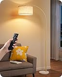 EDISHINE Bogenlampe Wohnzimmer Stehlampe, LED Stehleuchte mit Fernbedienung, stufenlos dimmbar & Farbtemperatureinstellbar, 143-176 cm Höhenverstellbar, drehbarer Lampenkopf, E27 Standleuchte Gold
